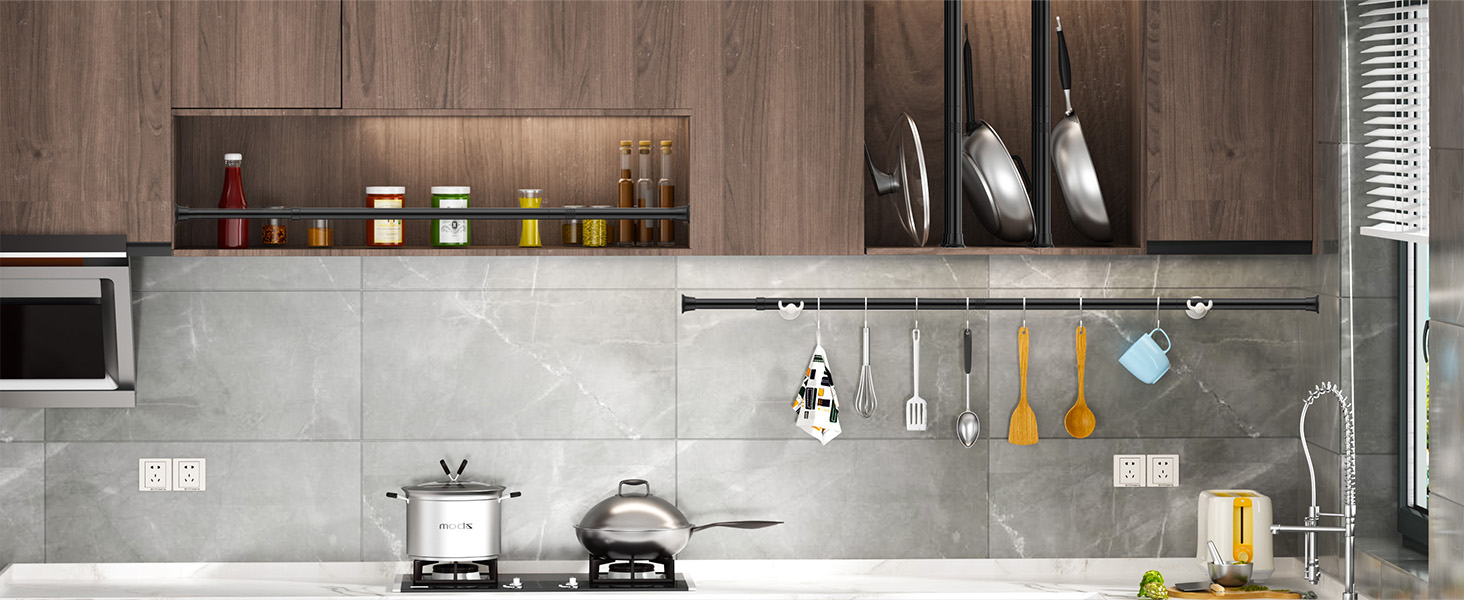 Штанга для душу AIZESI без свердління, 60-120 см, чорна, телескопічна, для вікна, шафи, ванної кімнати