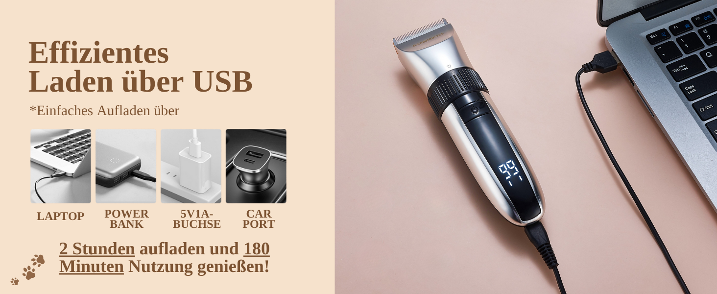 Електрична машинка для грумінгу домашніх тварин BarberBoss QR-9082 – бездротова, з керамічними лезами та LED-дисплеєм