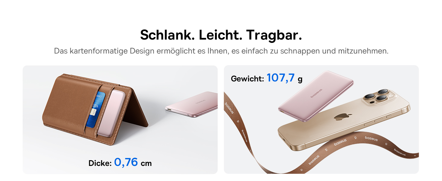 Power Bank Baseus Picogo AM41: Тонкий Magsafe Пауербанк, PD 20W, 5000mAh, Рожевий, з USB-C кабелем для iPhone 17/16/15/14/13/12