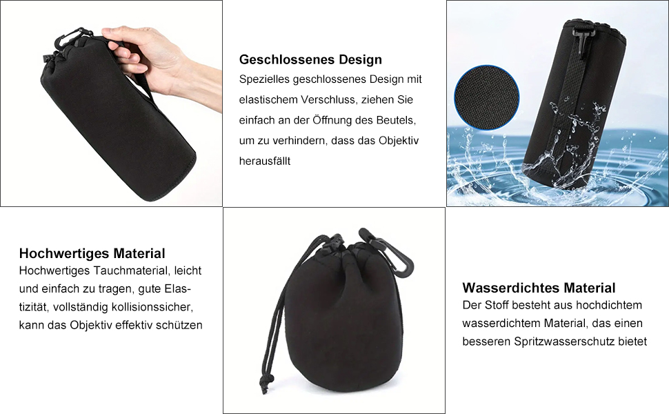 Набір чохлів для об'єктивів камери (4 шт.) - S, M, L, XL, водонепроникні, з підкладкою