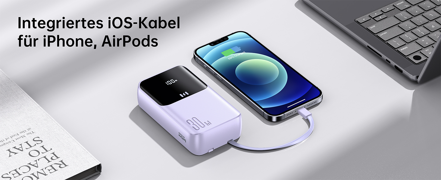 Power Bank Selore&S 20000mAh 30W з USB-C, LED дисплеєм, 4 виходами, Lila (фіолетовий)