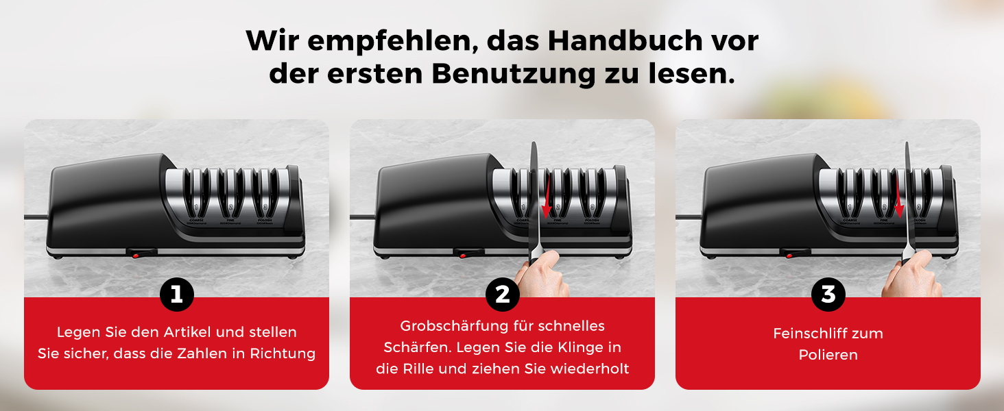 Професійний електричний точило для ножів | Змінні насадки | 100% алмазний абразив, прецизійна система нахилу, підходить для заточування ножів з двостороннім та хвилястим лезом, чорний