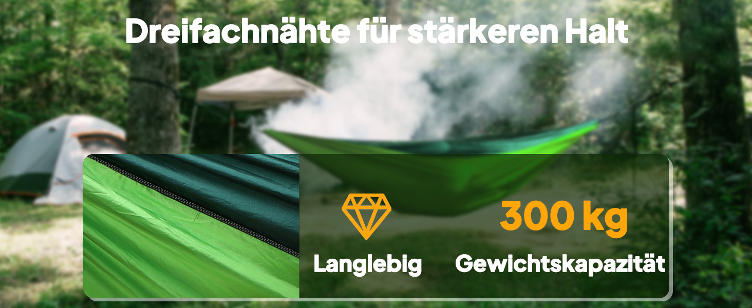 Легка туристична гамак NATUREFUN для кемпінгу | 300 кг вантажопідйомність, 275 x 140 см | Дихаючий, швидковисихаючий нейлон, 2 карабіни, 2 петлі | Для дому, саду, відпочинку на природі