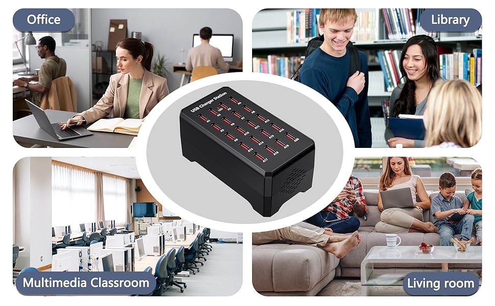 USB-зарядний пристрій 20 портів 100W/20A, настільна станція для iPhone 14/15/16, Samsung Galaxy S23/S24, Google Pixel, планшетів та інших USB-пристроїв