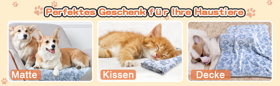 М'яка ковдра для собак та котів Gorgelly (3 шт.) 80x60 см та 60x80 см, блакитна. Легка, миюча, для дому та подорожей