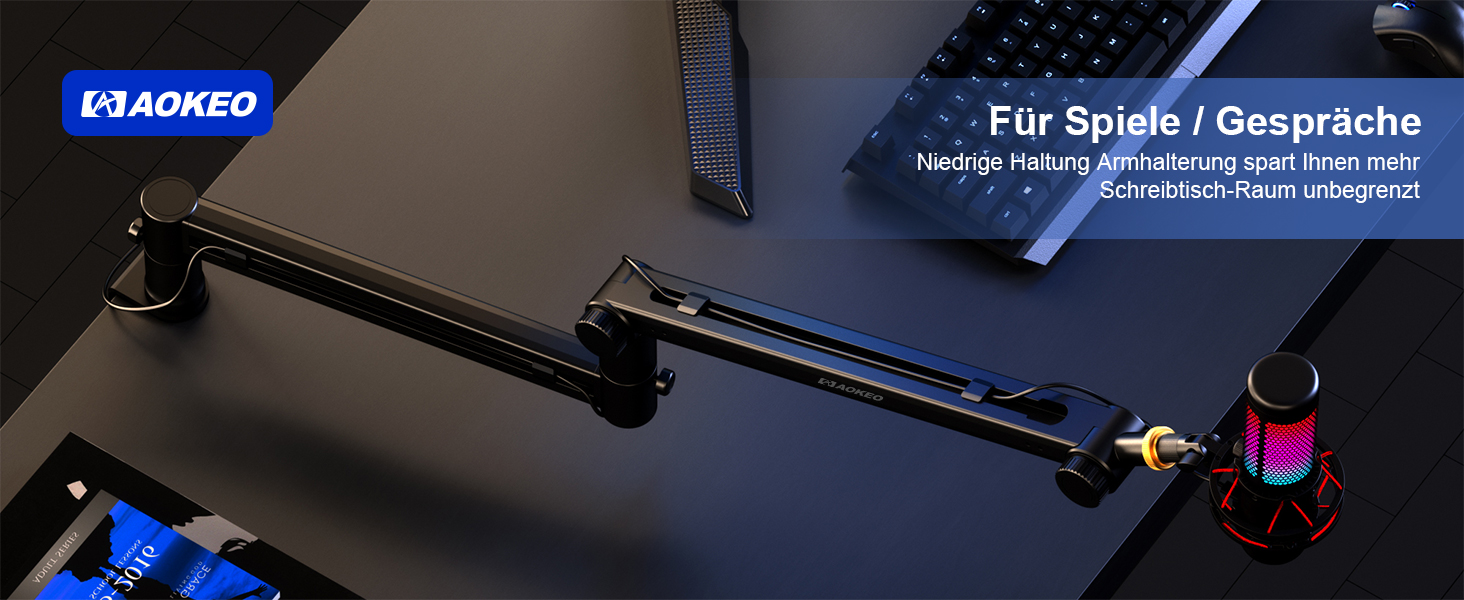 Кріплення для мікрофона Aokeo AK-58 - низькопрофільний тримач для HyperX, Elgato, Shure, Blue Yeti