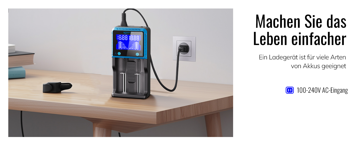 Універсальний зарядний пристрій для акумуляторів 18650 з 4 слотами, LCD Smart швидка зарядка Ni-MH/Ni-CD AA/AAA Li-Ion/LiFePO4/IMR 10440-26650