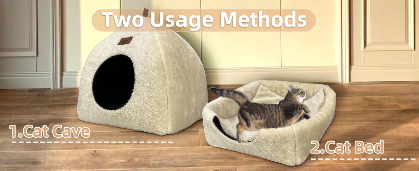 Кішка-будиночок для дому: затишне ліжко-печера для котів з м'яким знімним подушкою, 40x40x35 см, темно-синій