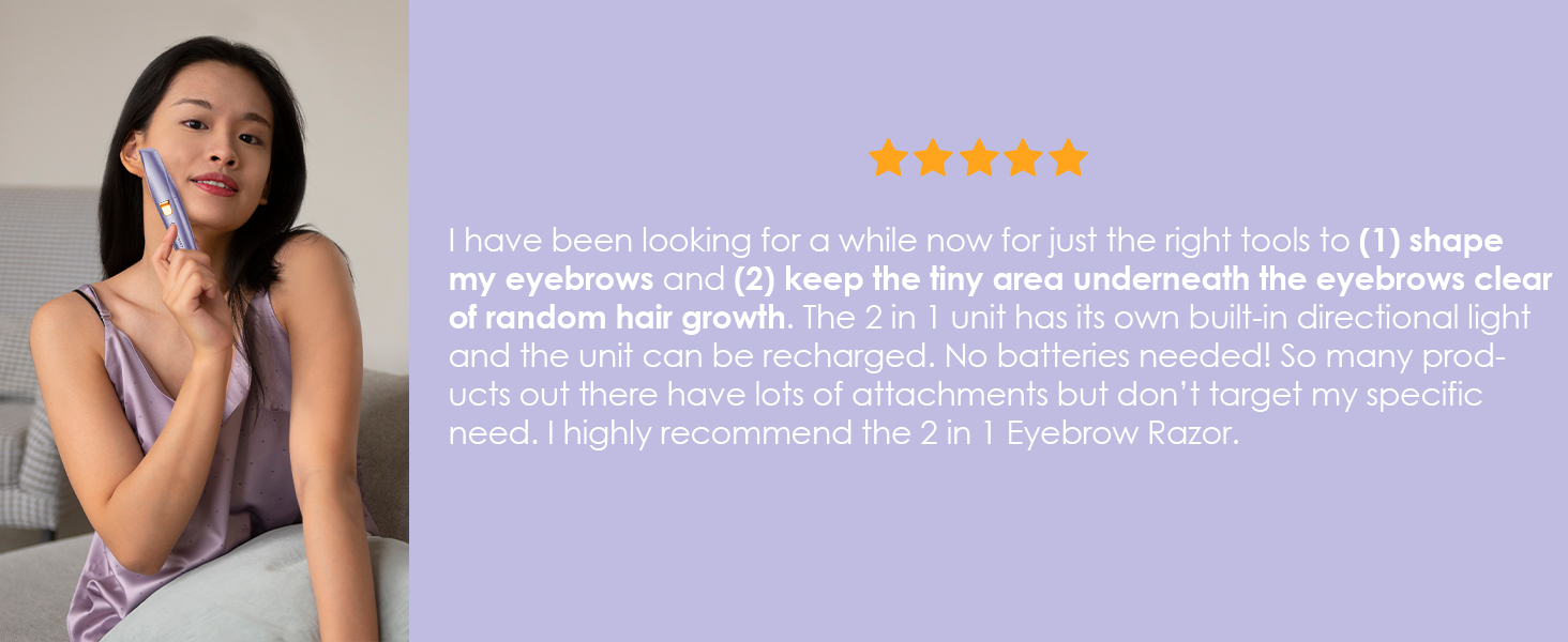 Триммер для обличчя та брів VG VOGCREST 2-в-1 з LED-підсвіткою (Рожеве золото, Фіолетовий)