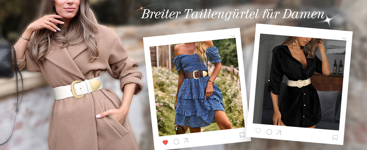 Жіночий широкий пояс-кушак WHIPPY з еластичною тканиною, 110 см, колір: коричневий (золотий), розмір: 94-114 см