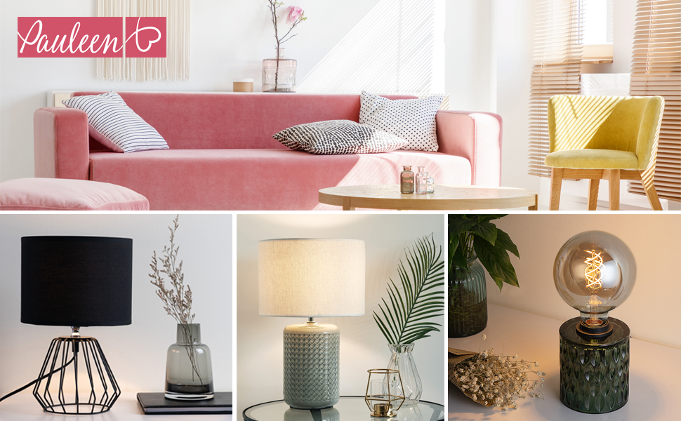 Настільна лампа Pauleen 48158 Crystal Gloom з кришталевим декором, антрацитова, E27, 40W, димчасте скло/латунь