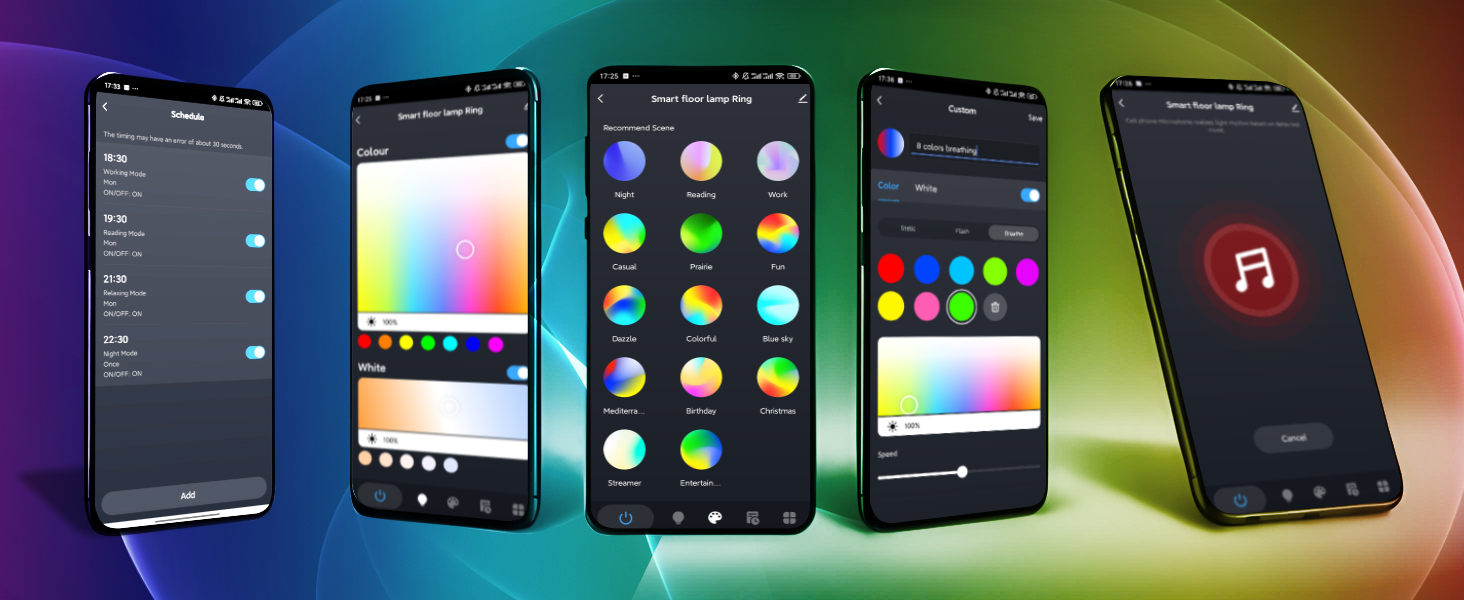 LED торшер, 42W, 16 мільйонів кольорів RGBCW, WiFi, Smart, двосторонній, для вітальні, сумісний з Alexa/Google Home, синхронізація з музикою, регульована яскравість, торшер для читання в спальню, RGB-42W