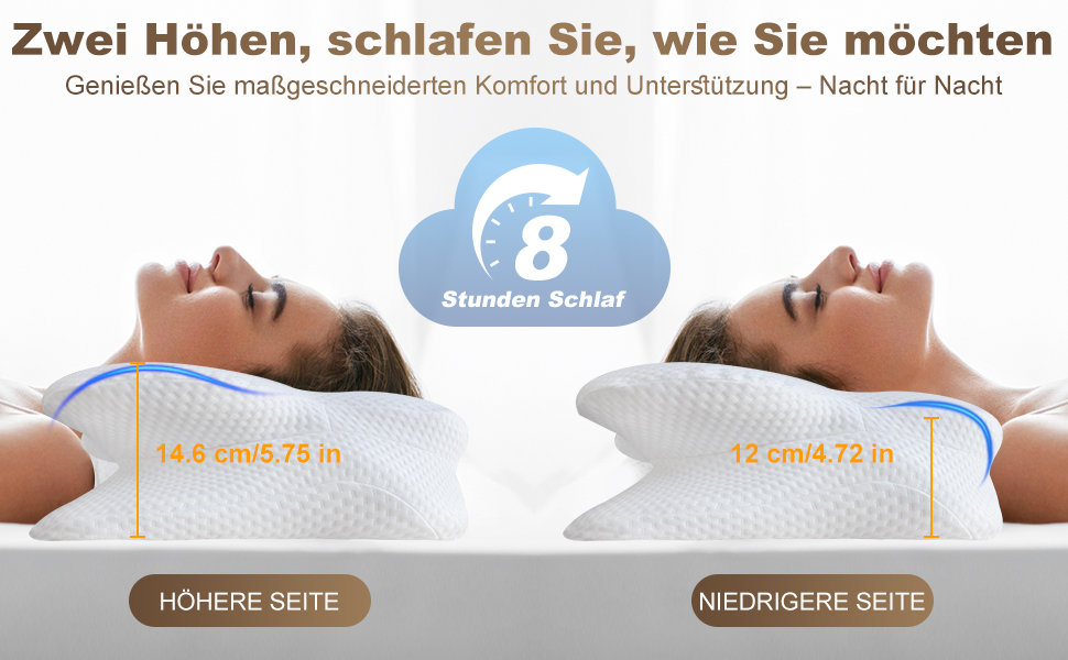 Ортопедична подушка для шиї та плечей: Memory Foam, підтримка шиї, 66x40x14 см, 1 шт.