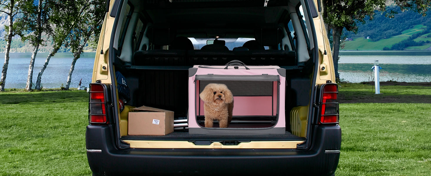 Транспортна переноска для собак та котів Petsfit, складана, для подорожей та авто, рожева, M