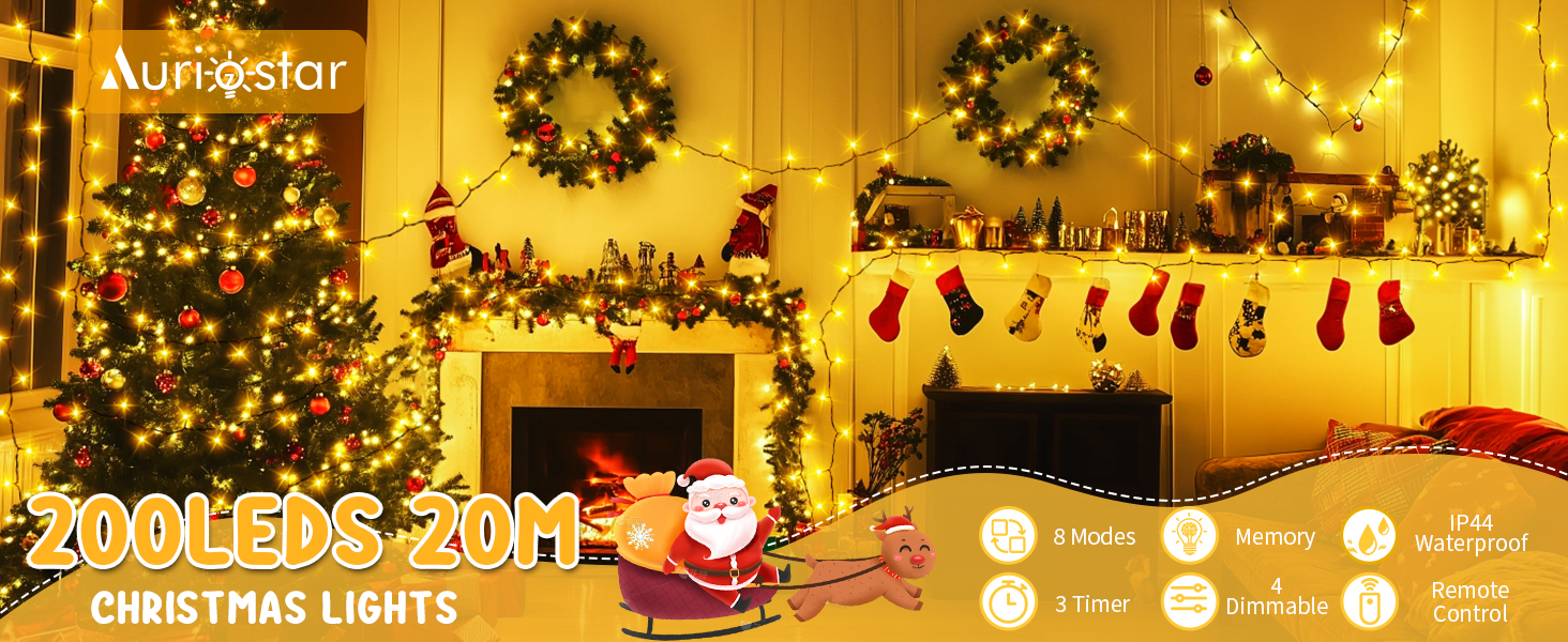 Гірлянда для прикрашання ялинки та фасаду будинку - 80м, 800 LED, з пультом, таймером, водонепроникна, 8 режимів, тепле світло