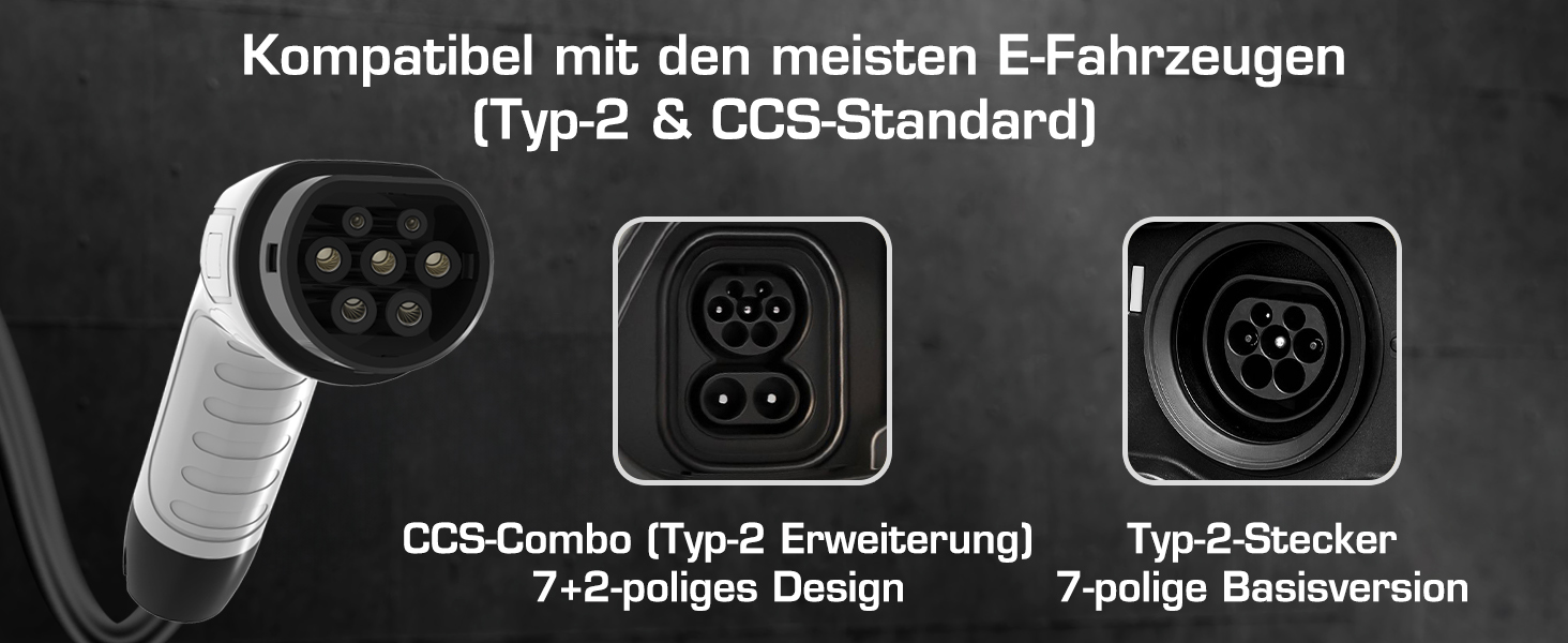 Мобільна зарядка для електромобіля 7 кВт, кабель CEE 32A, Type 2, 5м, 8-32A, з цифровим дисплеєм