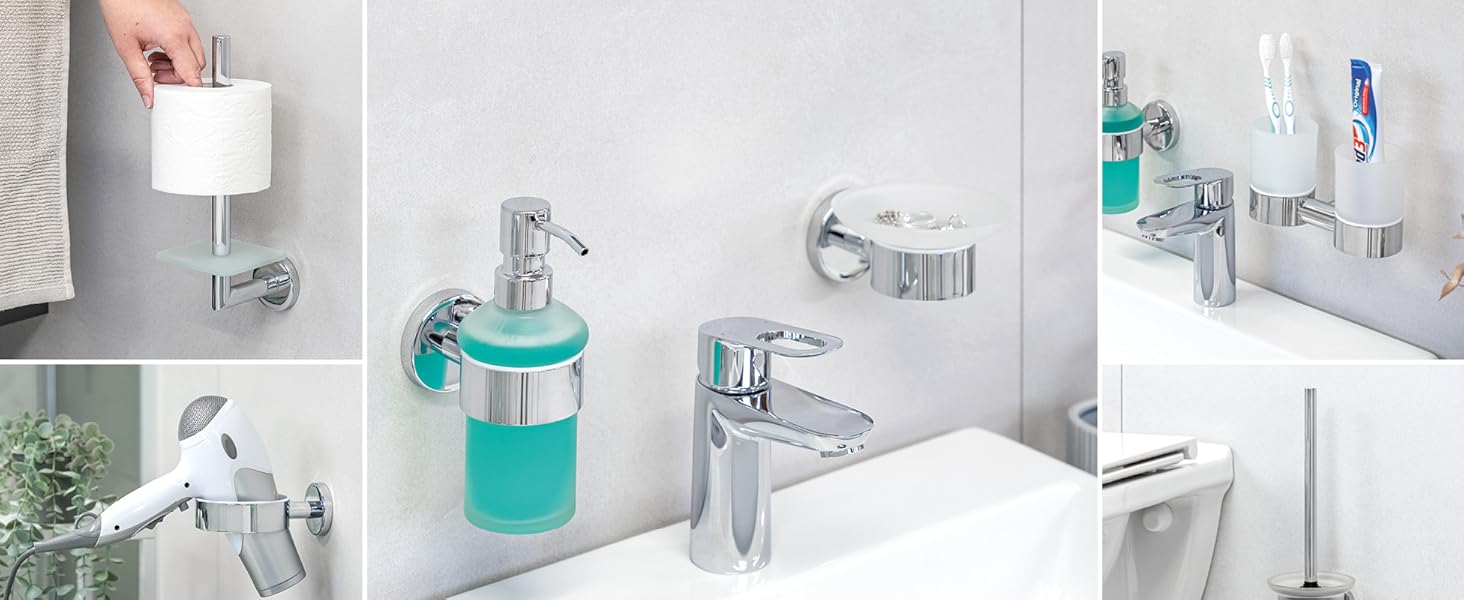 Тримач для мила Bremermann Lucente - скляний та нержавіючий, для ванної та душу, з можливістю кріплення на клей або свердління