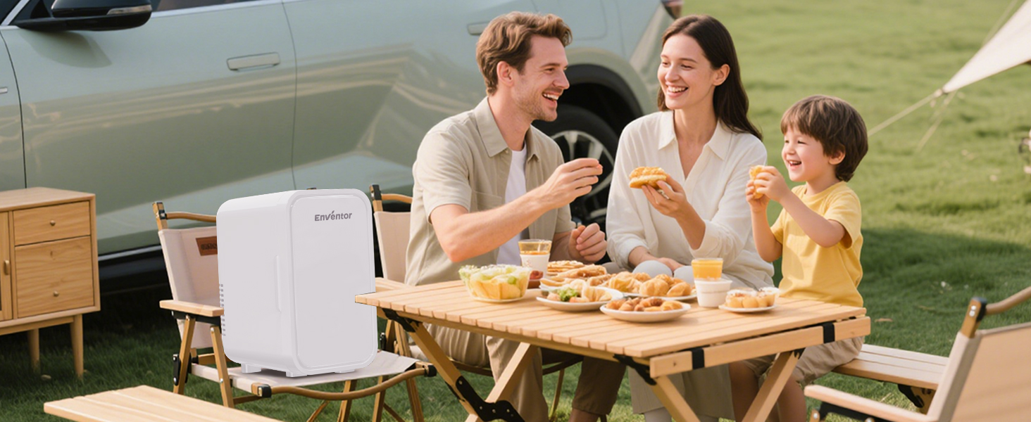 Mini холодильник Enventor 6L: портативний, для авто, кімнати, косметики, фруктів та напоїв (білий)