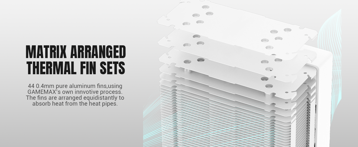 Кулер CPU GAMEMAX SIGMA 550 Infinity Weiß: 220W, 5 Heatpipes, ARGB PWM 120mm, LGA1851/1700/AM5/AM4