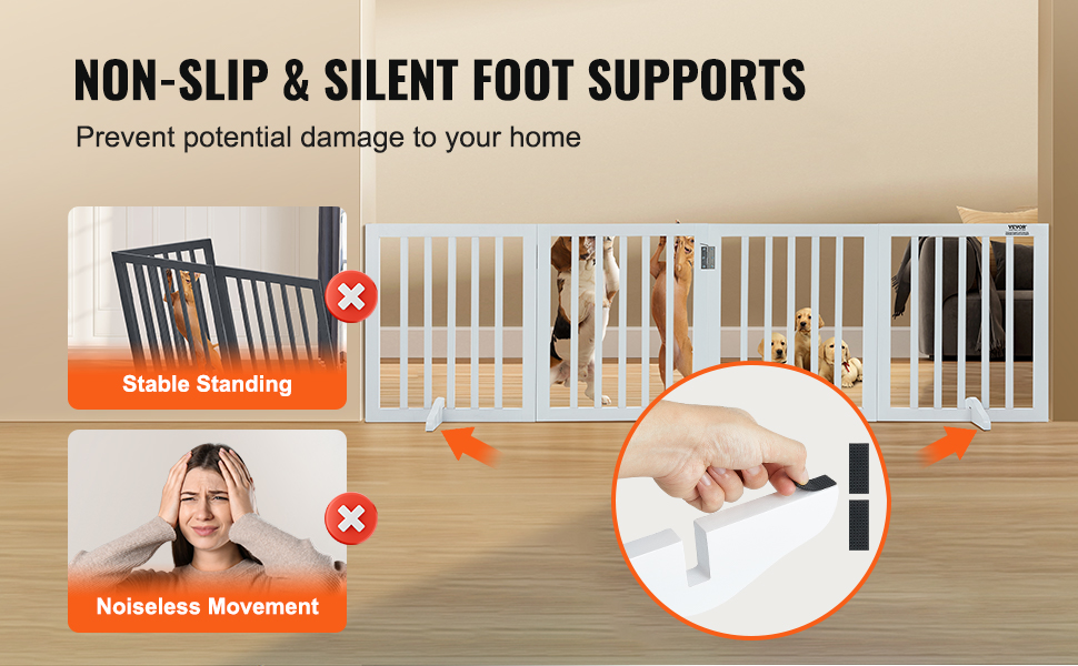 Ворота для собак VEVOR, захист для домашніх тварин, 508 x 610 мм, 4-секційні, розкладні, білі. Захист для сходів та дверних прорізів.