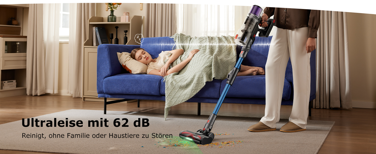 Бездротовий пилосос Proscenic P16 з акумулятором, 55 кПа, 550 Вт, 65 хв, гнучкий гофрований з'єднувач, GreenEye, щітка Anti-Tangle, для килимів, твердих поверхонь, шерсті домашніх тварин, автосалонів, блакитний