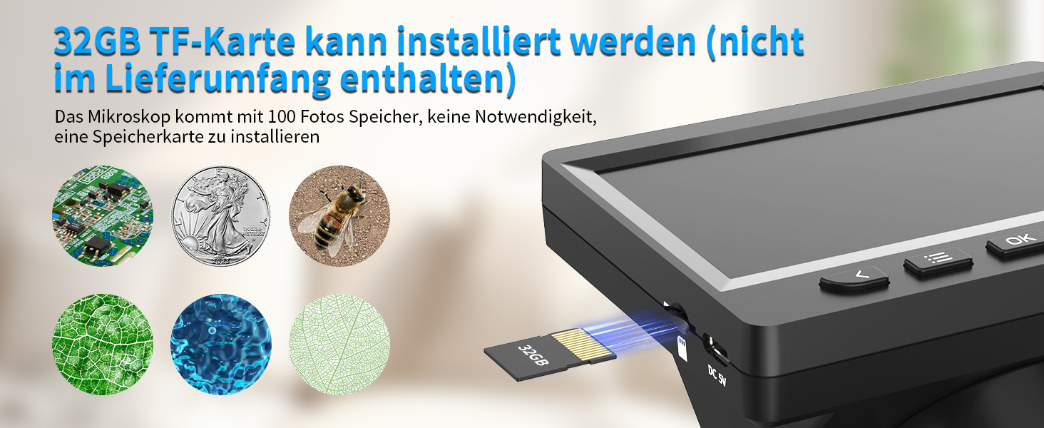 Цифровий мікроскоп AOPICK з LCD екраном, 50X-500X, 4.3 дюйма, 1080P, USB, 8 LED, для дорослих/дітей, сумісний з MacOS/Windows (чорний)