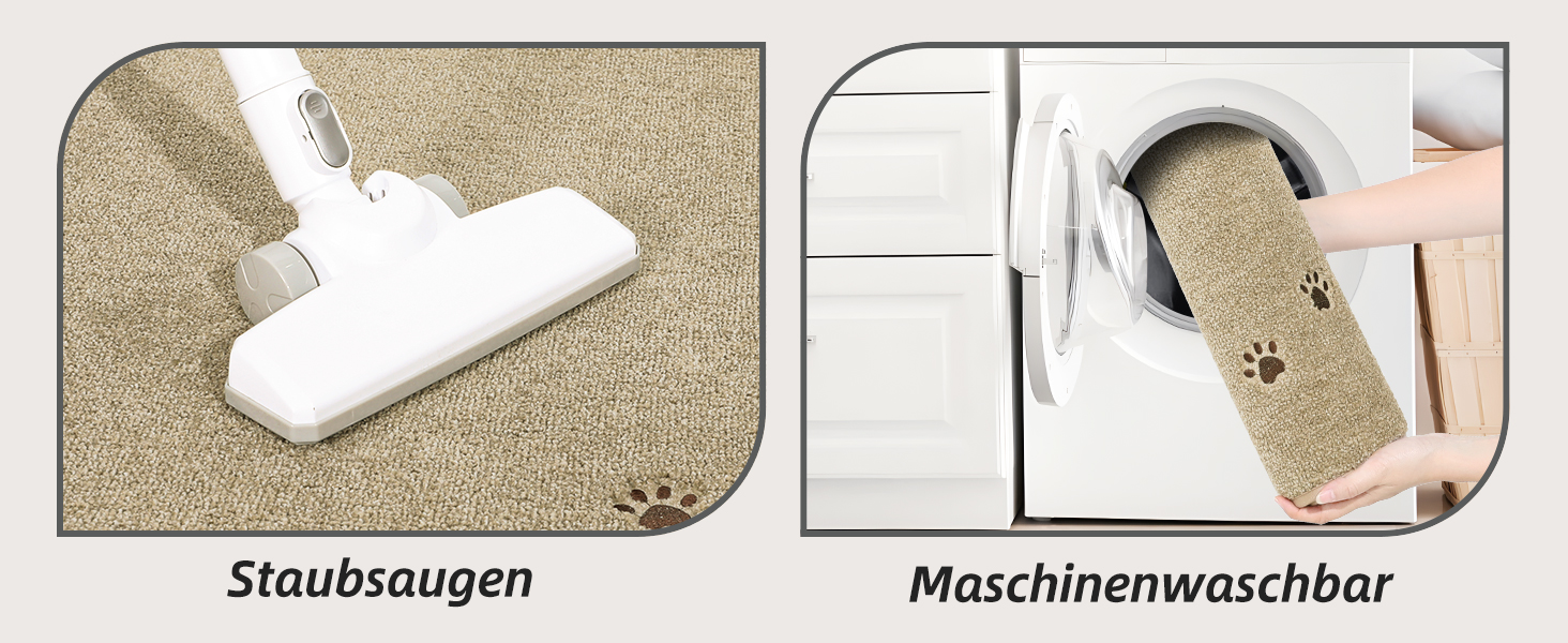 BEQHAUSE Non-Slip Stair Treads - 15 Piece Set, Washable Carpet for Stairs - Safe for Kids, Seniors & Pets, 22x70cm, 100% Polyester with TPE Backing
