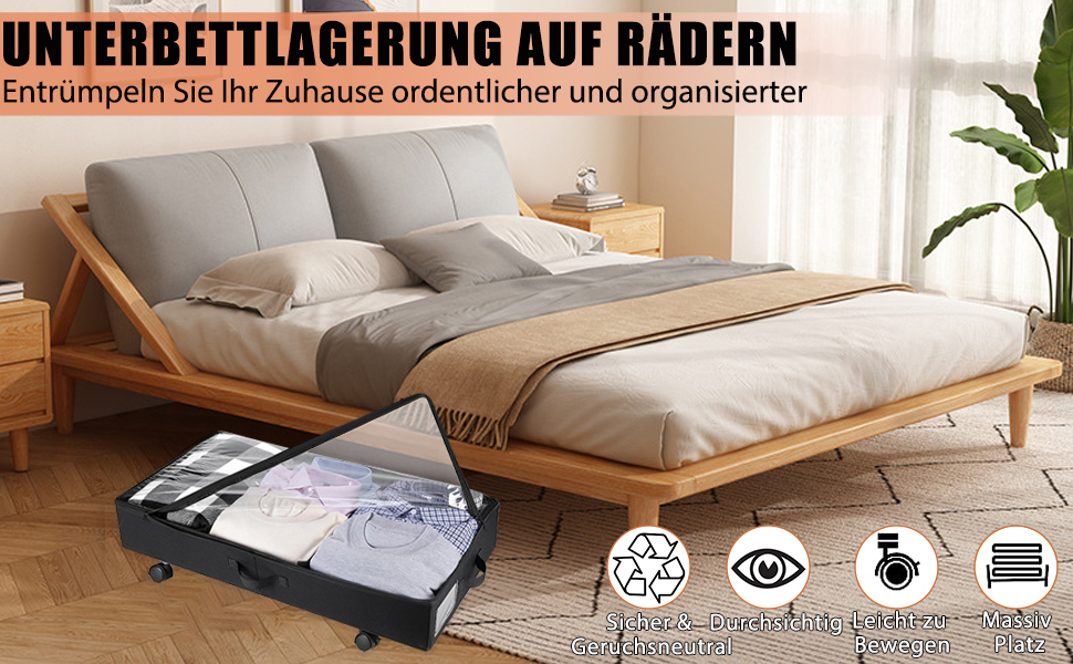 2 шт. Коробка для зберігання під ліжком 49L, комод на колесах з кришкою, металевий каркас, органайзер для одягу, взуття, ковдр, постільної білизни, чорний
