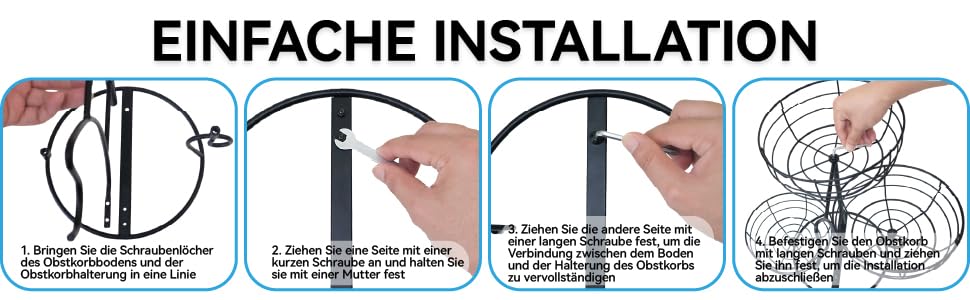 Багатоярусна підставка для фруктів Obst Etagere, чорна. 3 яруси, для кухні, вітальні, їдальні. Організація зберігання, економія місця.