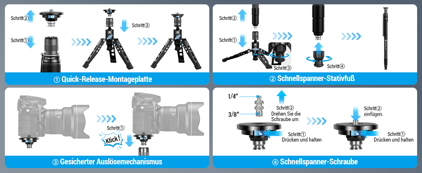 SIRUI SVM-145 монопод для камери з ніжками, 145 см, карбонове, для DSLR/Camcorder, до 10 кг