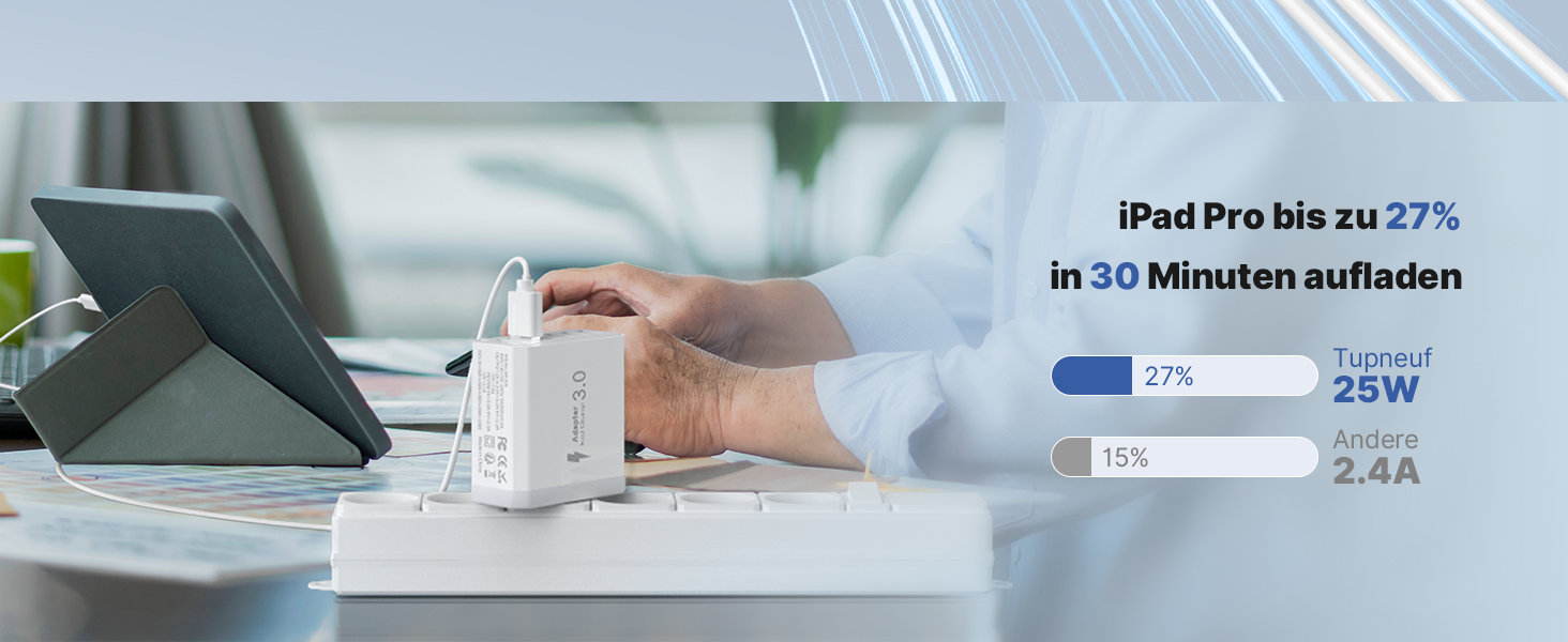 Зарядний пристрій USB 6-портовий, 33W, адаптер з QC 3.0, зарядний пристрій з декількома USB, мережевий адаптер для iPhone 16 15 14 13 12 11 Pro Max, iPad, смартфонів, білий