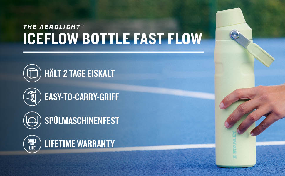 Термобутилка Stanley Iceflow Fast Flow 0,6 л для спорту, чорна, тримає холод до 10 годин, герметична, BPA-free, придатна для миття в посудомийній машині