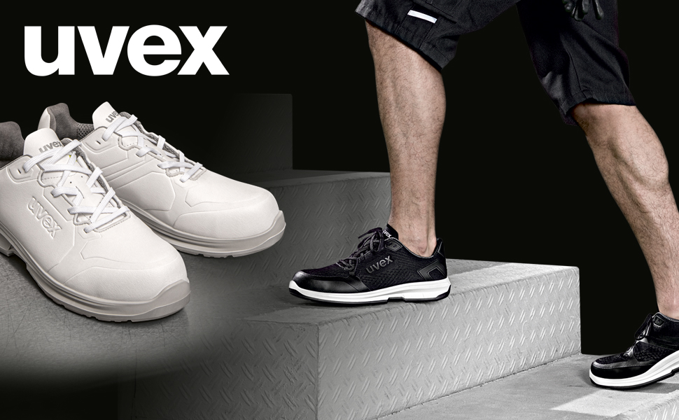 Робочі черевики Uvex 1 - захисне взуття S1 - легкі та дихаючі - чорно-лаймові (48 EU)