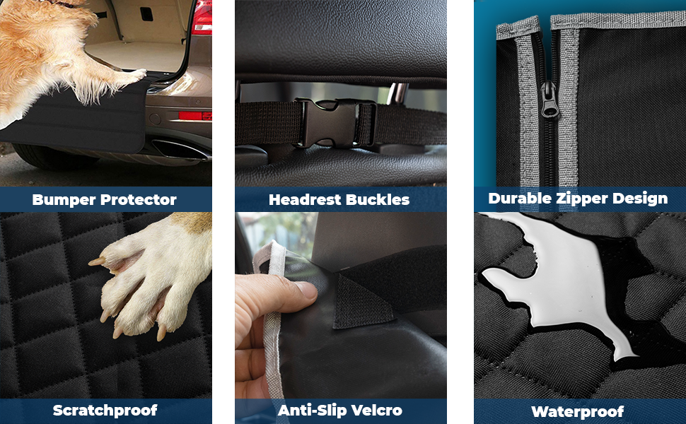 Захисний чохол на сидіння для собак AMZPET – водонепроникний, антиковзкий, стійкий до подряпин, міцний, 56 x 45 x 122 см, для маленьких автомобілів (купе або хетчбек), степене дизайн