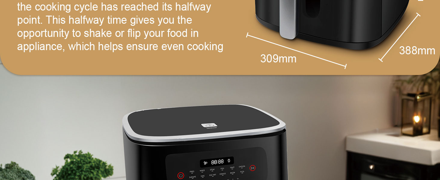 Фритюрниця без олії 7L XXL з сенсорним екраном, 12 програм, 1800W (Чорний/Сірий)