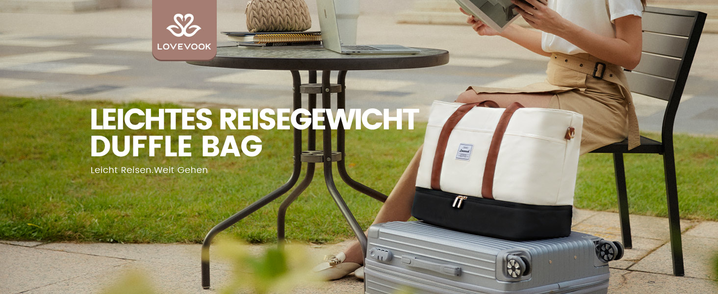 Сумка-рюкзак LOVEVOOK для жінок, 42L: водонепроникна дорожня сумка-мішок з відділенням для взуття, ідеальна для подорожей, спортзалу, пологів та Ryanair