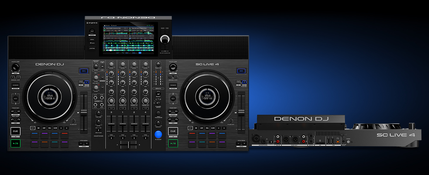DJ контролер Denon DJ SC LIVE 4: 4 деки, Stem-розділення, Wi-Fi, вбудовані динаміки, сумісність з Serato DJ та Virtual DJ
