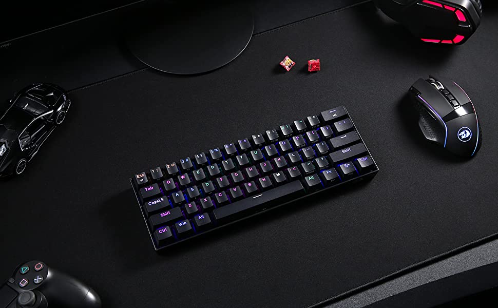 Redragon K530 Pro Draconic - Механічна ігрова клавіатура 60% з RGB-підсвічуванням та brown Tactile перемикачами (61 клавіша, Hot-Swap, для Windows/Mac/Android)