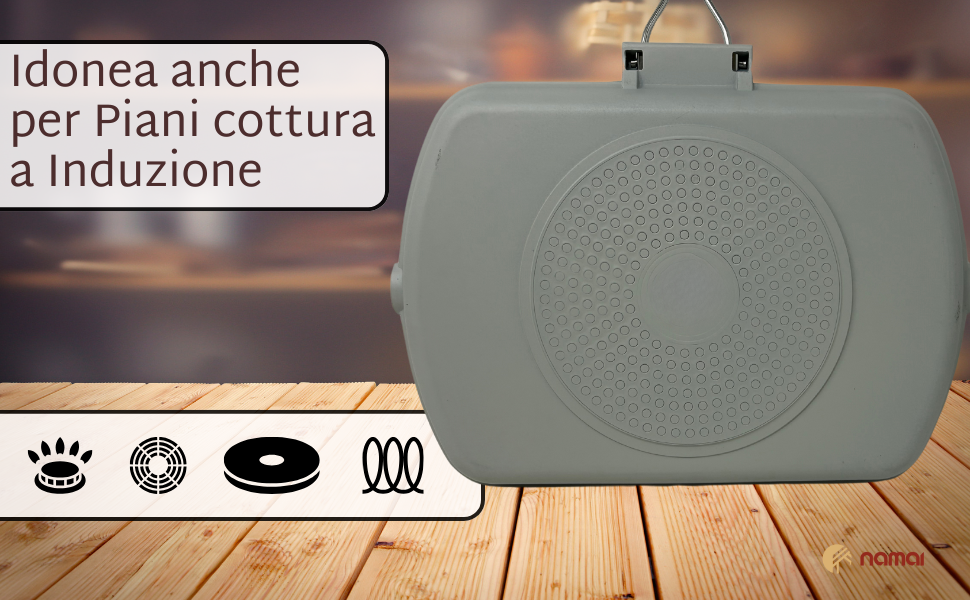 Гриль-пательня NAMAI алюмінієва лита 36x24 см, антипригарна, для газового гриля, придатна для посудомийної машини, Made in Italy