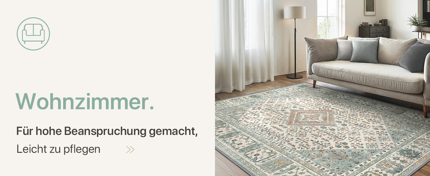 Килим GENIMO Boho Vintage 160x230 см, короткий ворс, антиковзаючі, для вітальні, спальні, їдальні, офісу, салатовий, геометричний, прямокутний