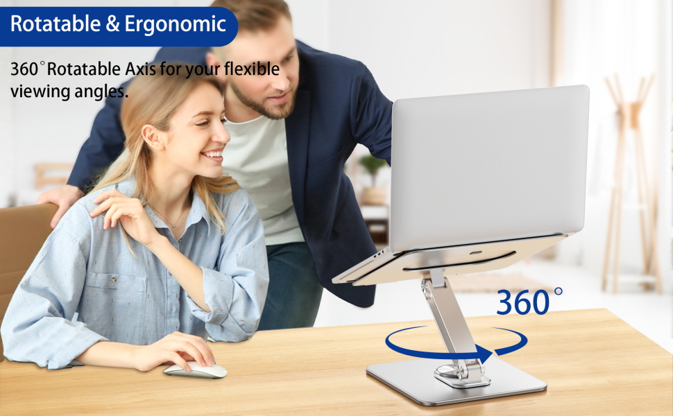 Підставка для ноутбука BESIGN LSX7 з поворотним основанням 360°, регульована ергономічна підставка, сумісна з ноутбуками 10-15.6