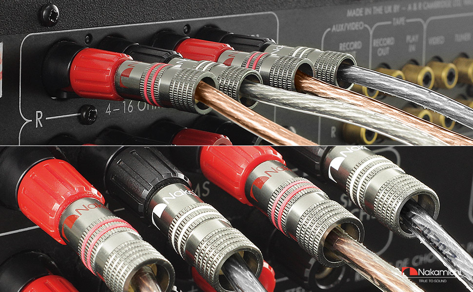 Бананові роз'єми Nakamichi Ultimate Series 24K позолочені берилієво-мідні конектори для акустичних кабелів 12-18 AWG, 4 мм, для HiFi колонок та підсилювачів, 10 шт (5 пар)