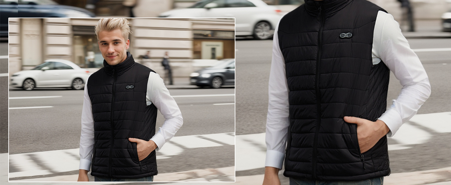 Обогревна жилетка для чоловіків та жінок, жилетка з підігрівом з акумулятором 10000 mAh та 5 зонами підігріву, для катання на лижах та полювання, чорний колір