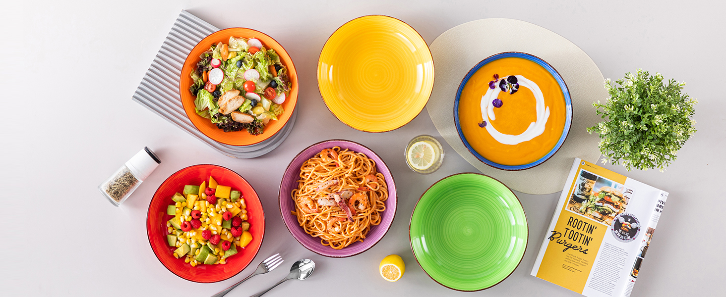 Набір супових тарілок Vancasso Bonita (6 шт.) з кераміки: супові, для пасти, спагеті, рамен, салати