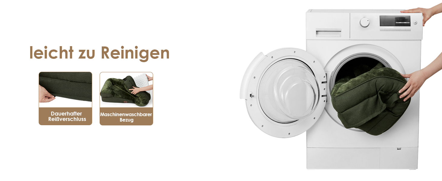 Ортопедичне ліжко для собак EHEYCIGA, 89x56 см, Memory Foam, для собак середніх та маленьких порід, вологостійке, з високим бортиком, темно-зелене