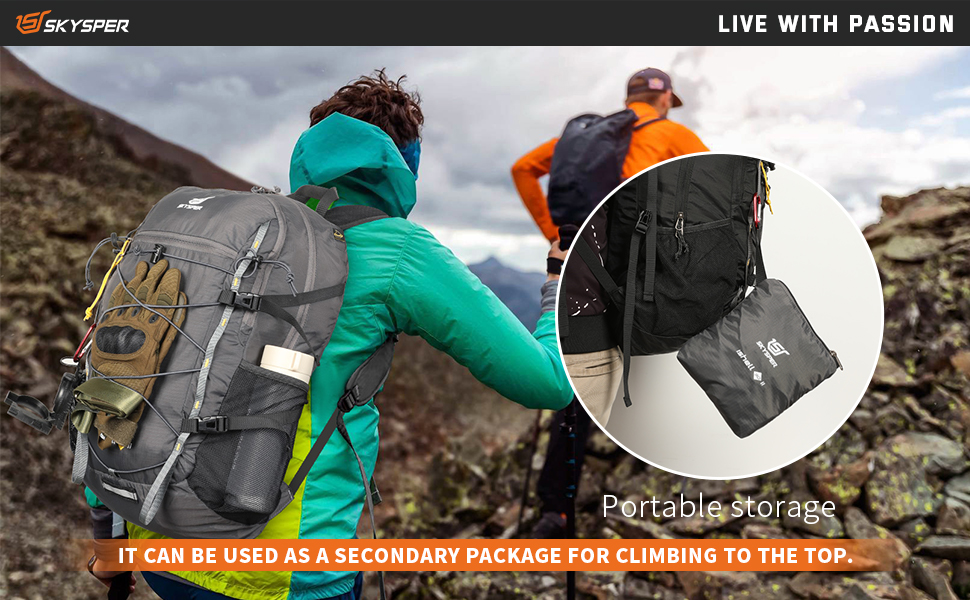 SKYSPER ISHELL 30 Foldable Backpack 30L Ultra-light Daypack Packable Daypack Waterproof Hiking Backpack Travel Backpack for Camping Outdoor Hiking Travel
