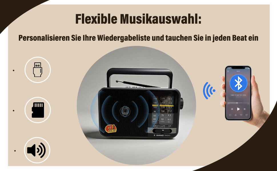Портативна радіоприймач Klein з сонячною панеллю та акумулятором 1200mAh, AM/FM/SW, 8W динамік, TWS/USB/TF, для кемпінгу, надзвичайних ситуацій та відпочинку на природі (сірий)