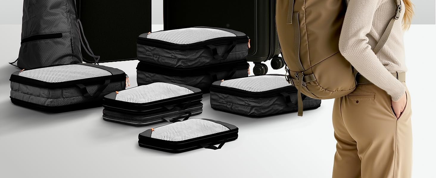 Набір кубиків для пакування з компресією для валізи та рюкзака, 3 шт, Alpine Slate (сірий)