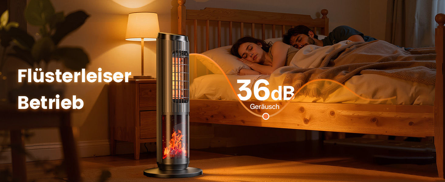 Електричний обігрівач керамічний 2000W з термостатом, дистанційним керуванням, ефектом каміну, осциляцією 70°, ECO-режим, таймером 1-8 год, захистом від перегріву та перекидання, тихий, для офісу та вітальні