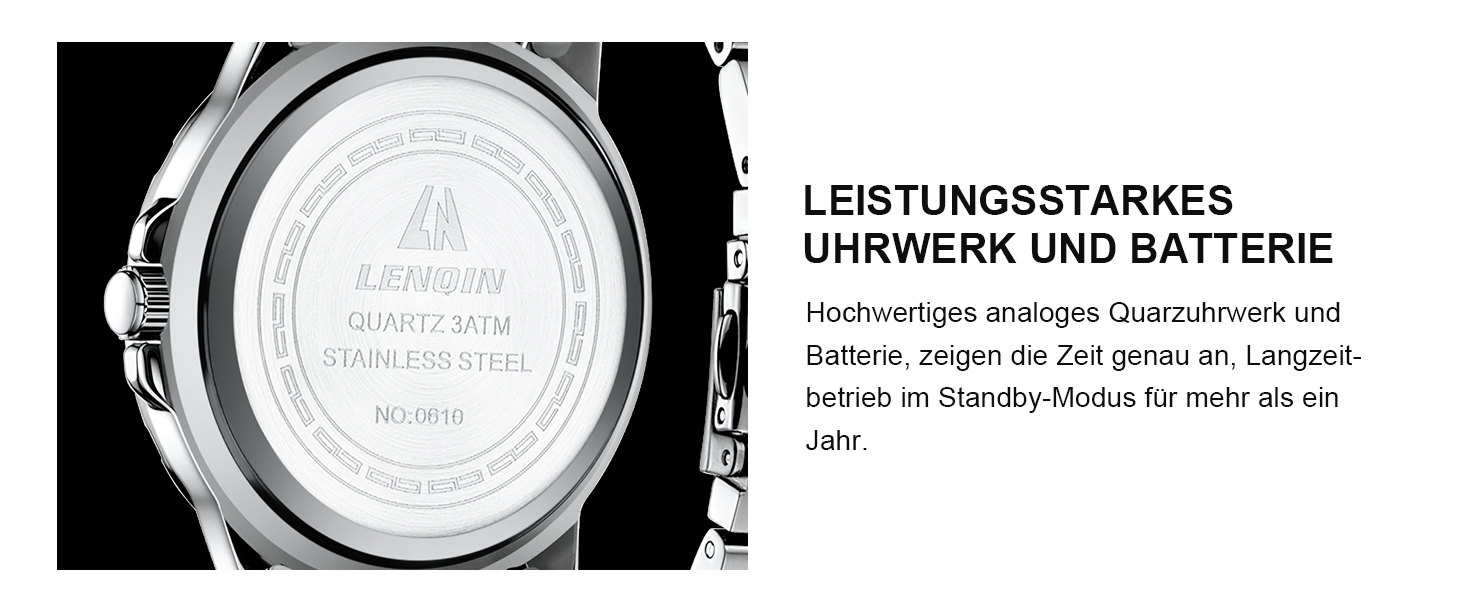 Годинник чоловічий LENQIN з нержавіючої сталі, водонепроникний, з датою, аналоговий кварцовий годинник, бізнес-стиль, срібний колір, синій циферблат